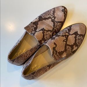 Faux snakeskin loafers